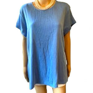 Jacklyn Smith Stretchy Casual Beach Summer Blue Pullover Top Women Plus Size 1X